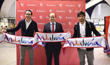 El presidente José Castro, Emery y Banega en San Pablo