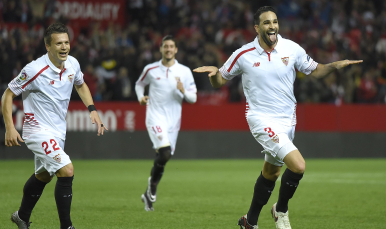 Celebración gol de Rami en el Sevilla FC-Real Betis