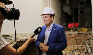 El presidente José Castro en la obra del Sánchez-Pizjuán