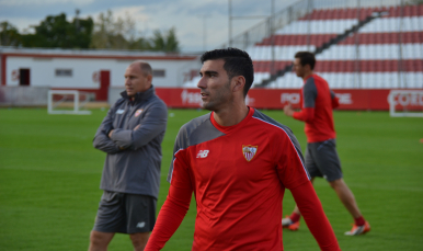 Reyes, durante el entrenamiento 