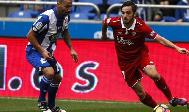 Sarabia en el Deportivo-Sevilla FC