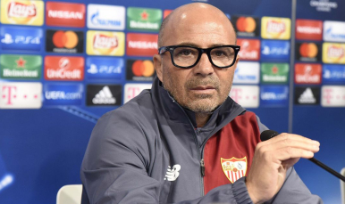 Jorge Sampaoli en sala de prensa