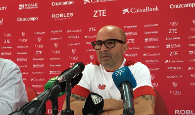 Jorge Sampaoli en sala de prensa