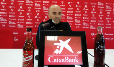 Sampaoli en la rueda de prensa previa al partido de la Real Sociedad