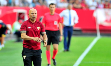 Sampaoli da indicaciones en el Sevilla FC-UD Las Palmas