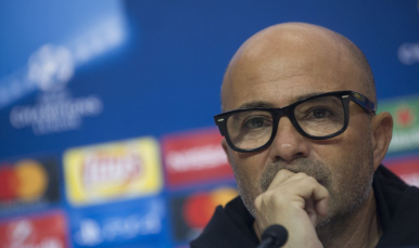 Jorge Sampaoli en sala de prensa