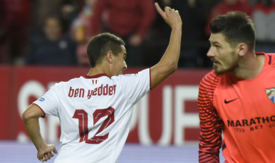 Ben Yedder celebrando un gol ante el Málaga