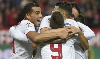 Celebración de gol del Sevilla FC