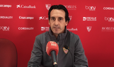El técnico en sala de prensa en la previa del Sevilla FC-Getafe CF