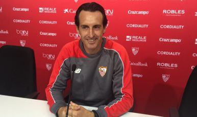 Unai Emery en sala de prensa