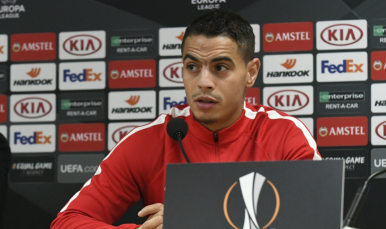 Ben Yedder, en la rueda de prensa previa al Standard de Lieja-Sevilla FC