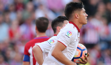 Joaquín Correa, en el Atlético de Madrid-Sevilla FC