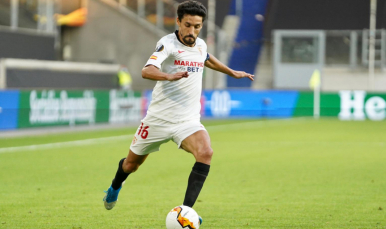 Jesús Navas, en el partido frente a la AS Roma
