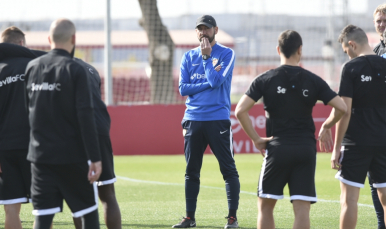Pablo Machín durante un entrenamiento