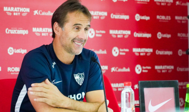Julen Lopetegui en la sala de prensa