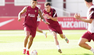 Imagen de Lamela e Idrissi en el entrenamiento