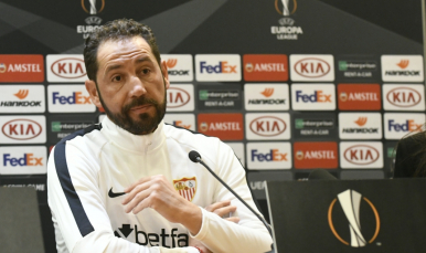 Machín en rueda de prensa previa a la Lazio