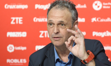 Joaquín Caparrós, en la rueda de prensa previa al partido ante la Real Sociedad