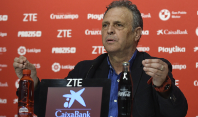 Joaquín Caparrós, en sala de prensa del Ramón Sánchez-Pizjuán