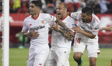 Banega, Sandro y Nolito del Sevilla FC