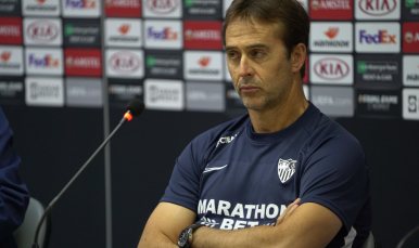 Lopetegui en la sala de prensa