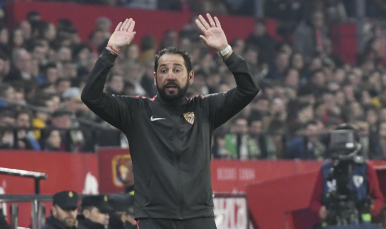 Pablo Machín en el partido ante el Villanovense
