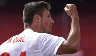 Marc Gual del Sevilla Atlético ante el Valladolid