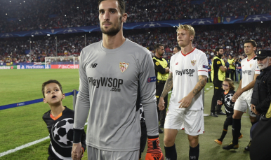 Sergio Rico en el partido ante el Spartak 