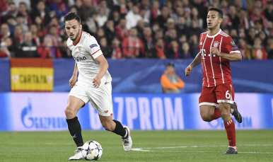 Sarabia del Sevilla FC ante el Bayern