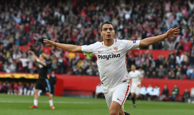 Ben Yedder del Sevilla FC ante la SS Lazio