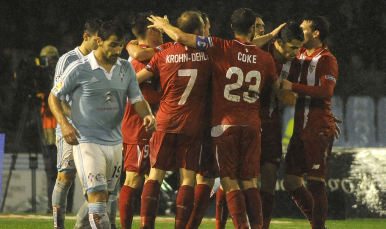 El Sevilla celebra el pase a la final de la Copa del Rey