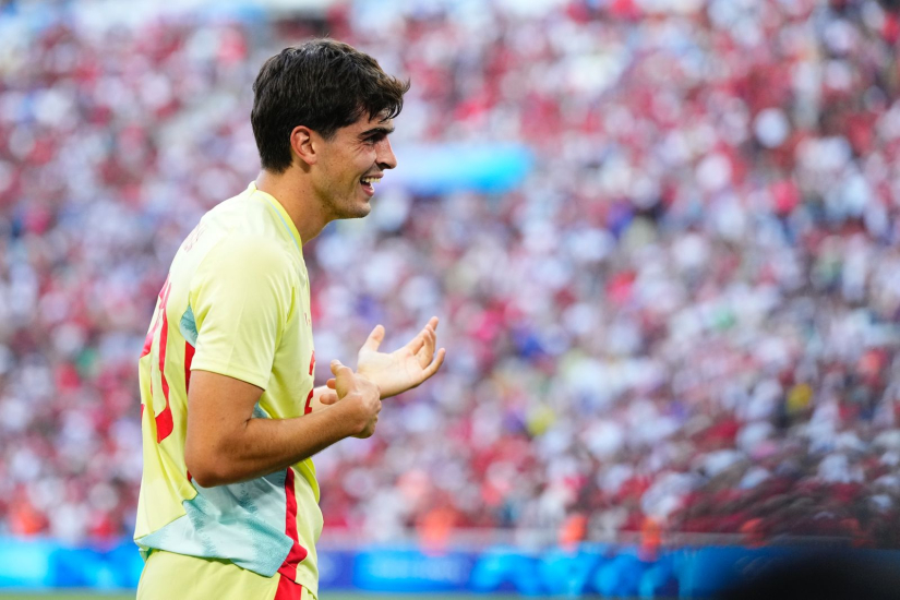 Juanlu celebra su gol ante Marruecos