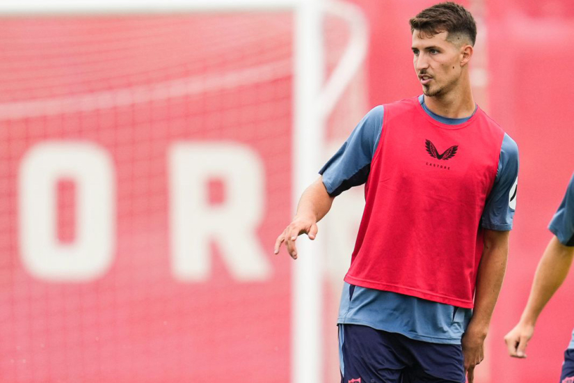 Pedro Ortiz, en un entrenamiento con el primer equipo