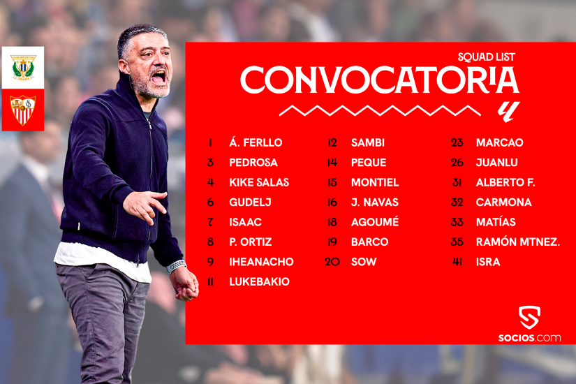 Convocatoria del Sevilla FC en su visita al CD Leganés