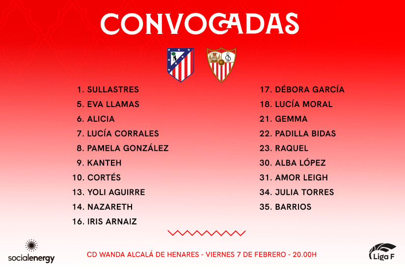 19 convocadas para visitar al Atlético