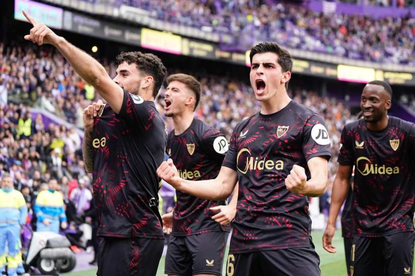 El Sevilla FC celebra un gol en el José Zorrilla