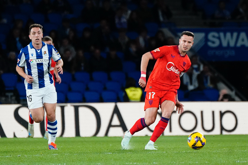 Saúl del Sevilla FC ante la Real Sociedad