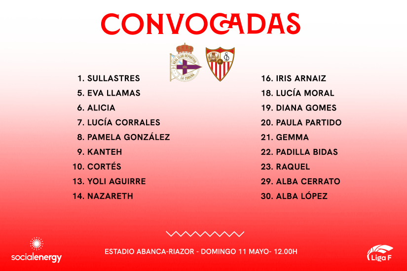 Convocatoria del Sevilla FC Femenino para viajar a La Coruña
