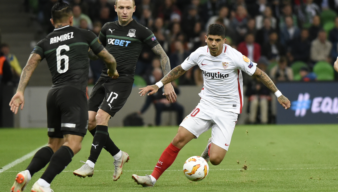 Banega del Sevilla FC ante el FC Krasnodar