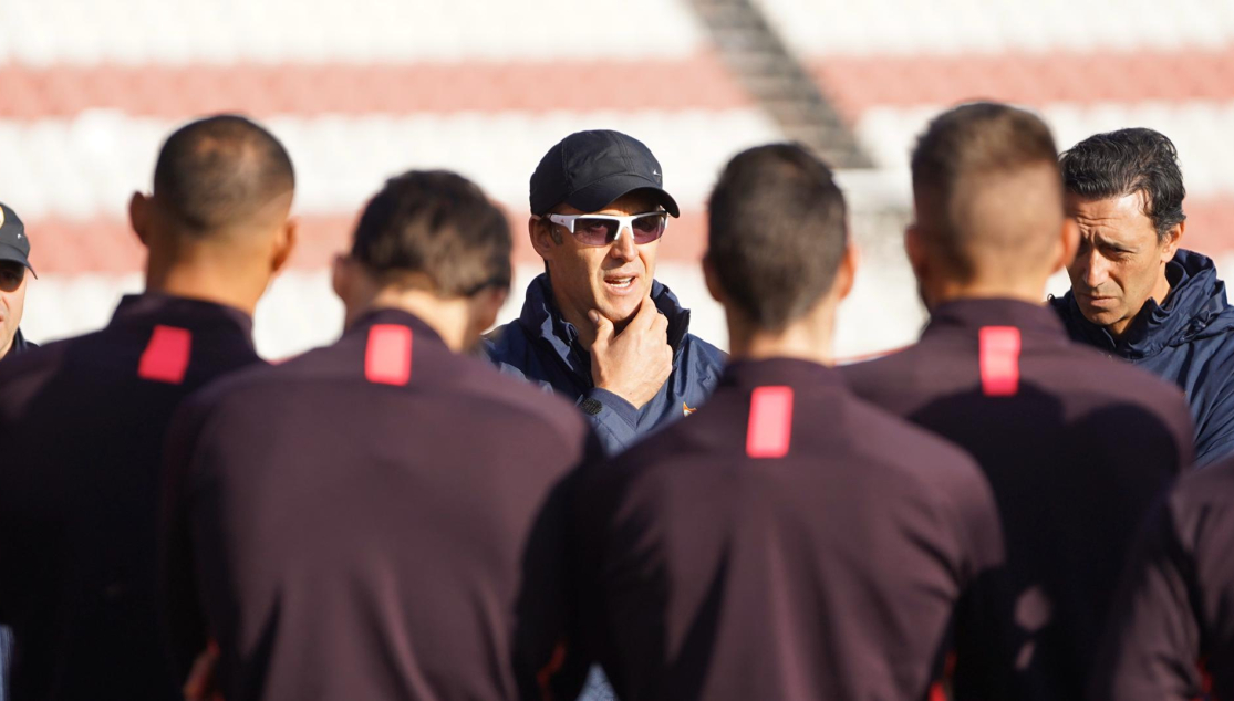 Lopetegui en el entrenamiento del Sevilla FC del 16 de diciembre 