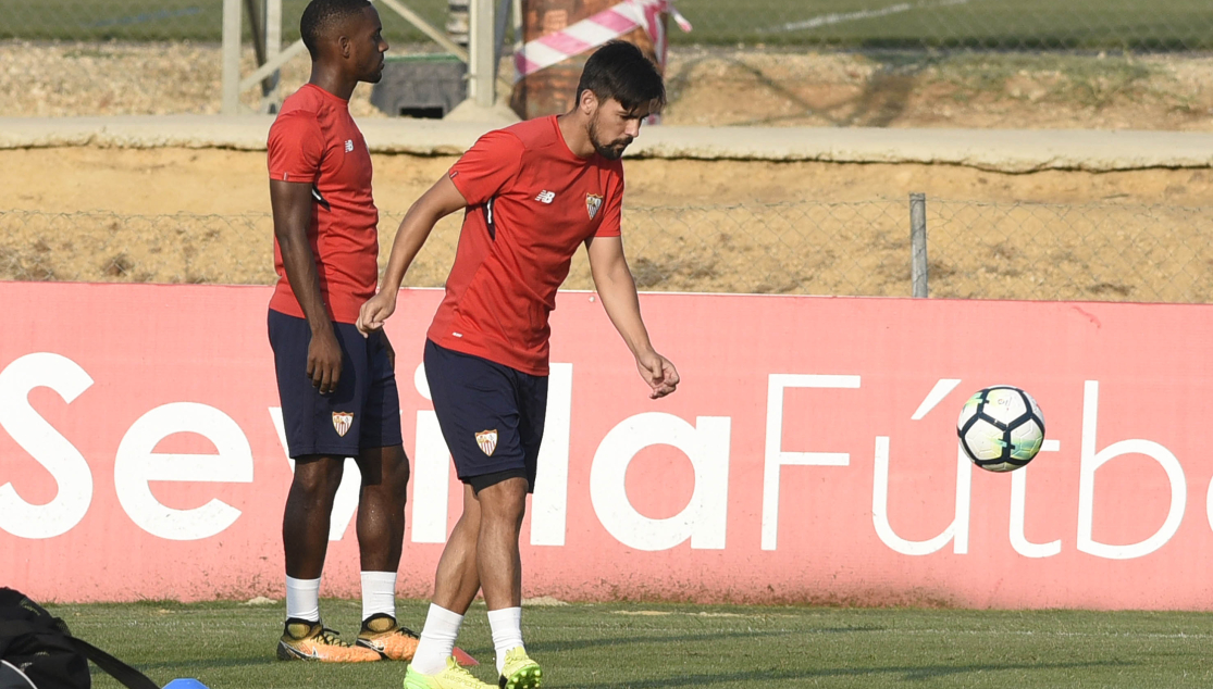 Nolito en el entrenamiento del Sevilla FC