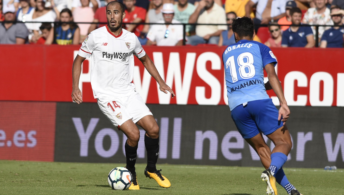 Pizarro del Sevilla FC ante el Málaga CF