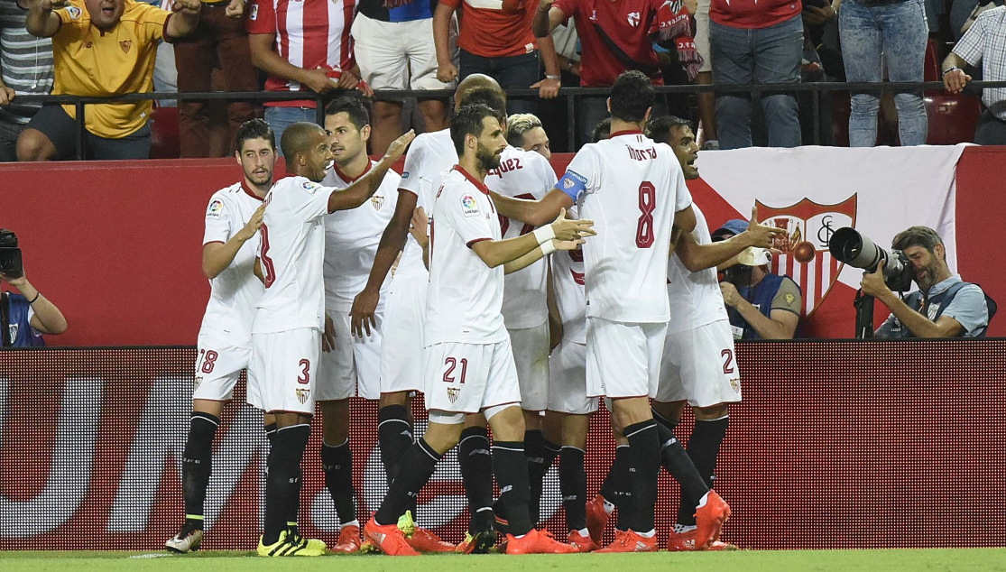 cELEBRACIón del gol del Sevilla FC