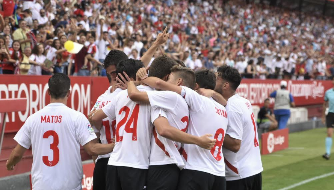 El Sevilla Atlético celebra un gol en el Sánchez-Pizjuán