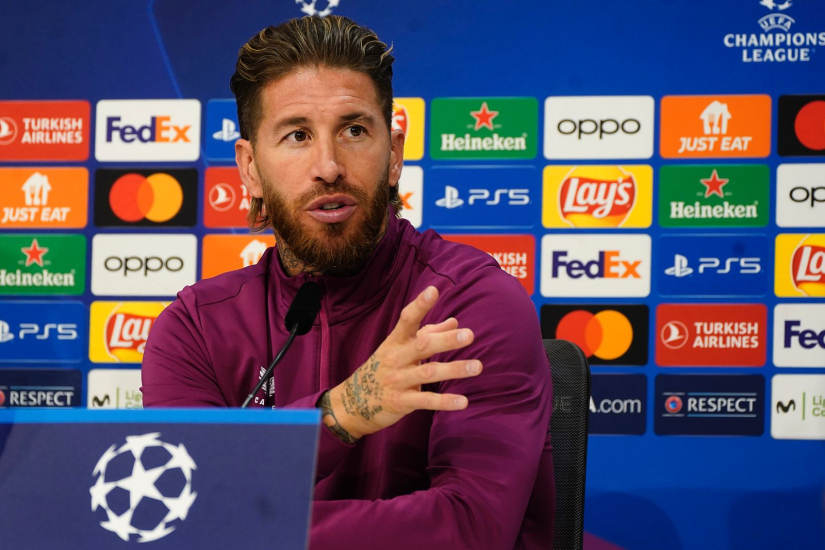 Sergio Ramos at the PSV Eindhoven press conference