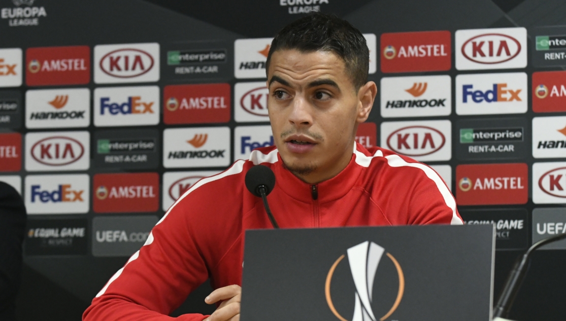 Ben Yedder, en la rueda de prensa previa al Standard de Lieja-Sevilla FC