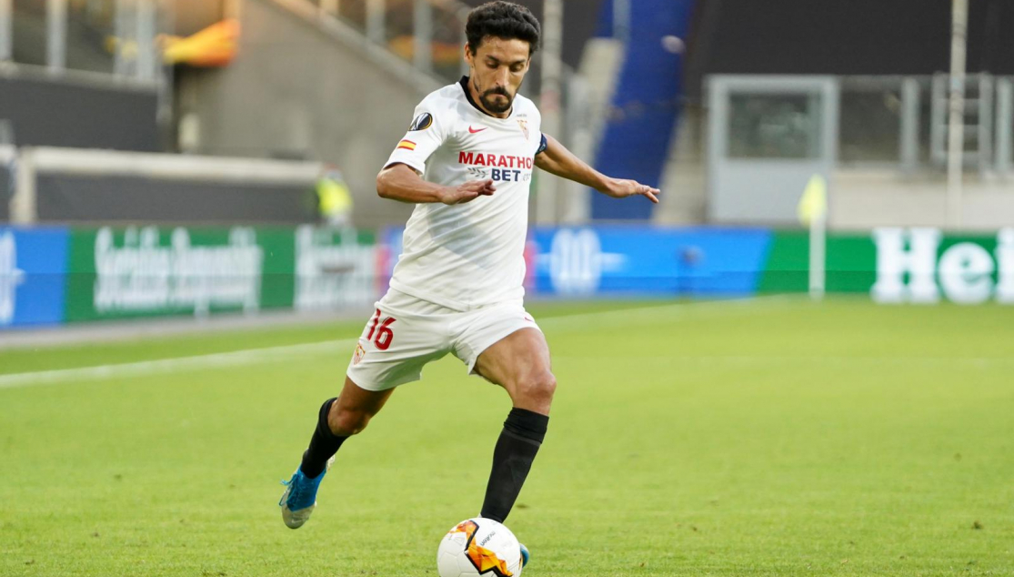 Jesús Navas, en el partido frente a la AS Roma