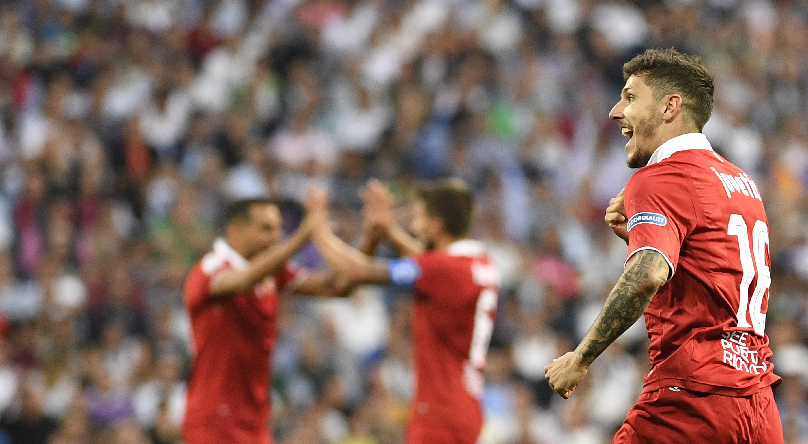 Jovetic en el partido ante el Real Madrid