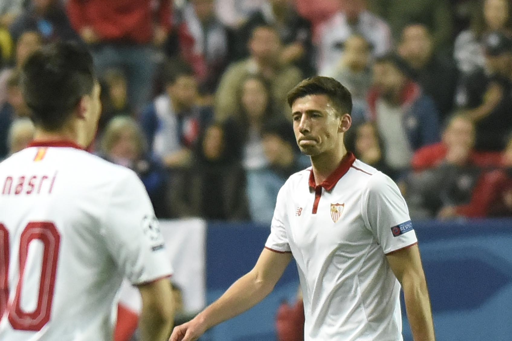 Lenglet en el Sevilla FC-Leicester 