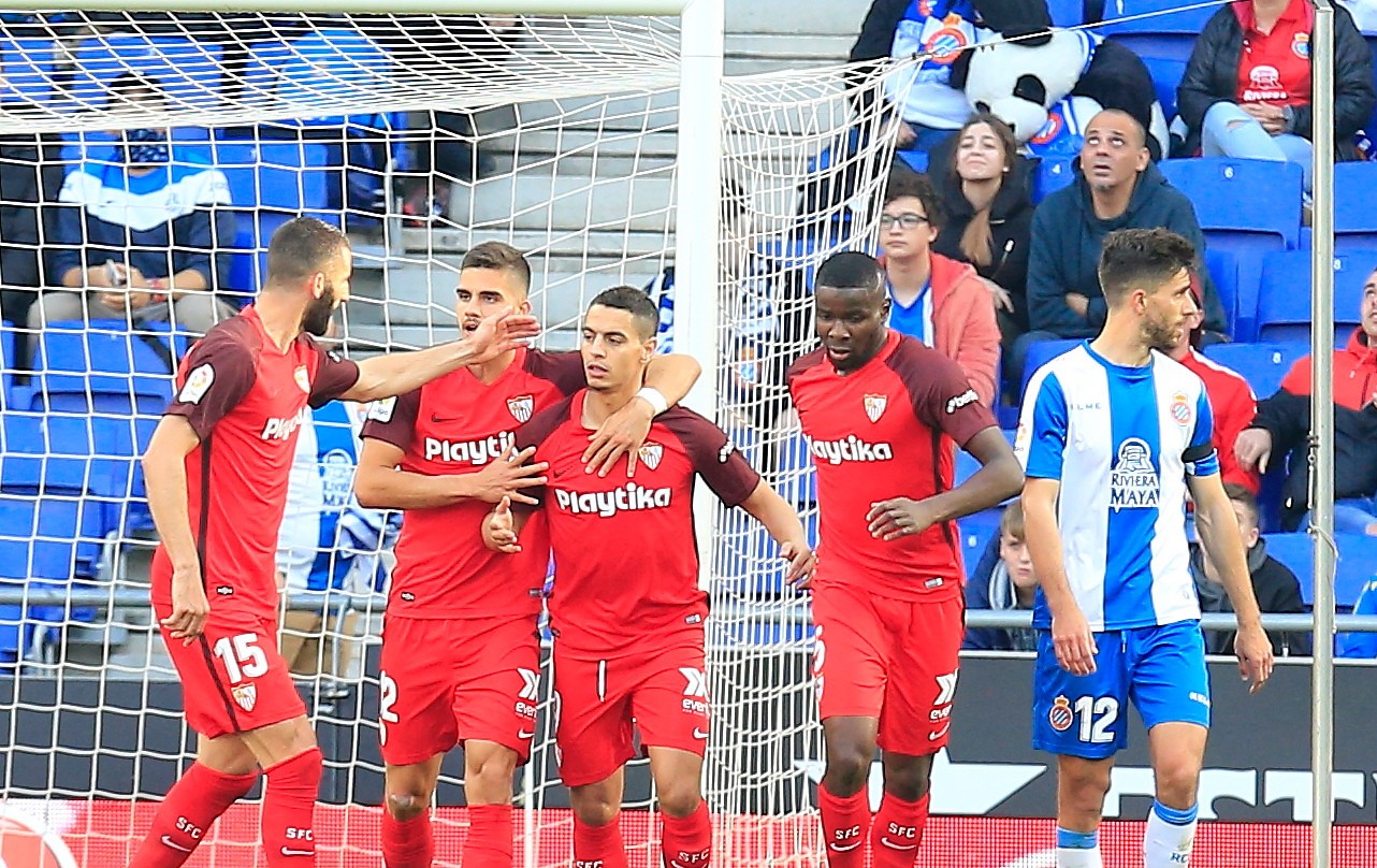 Ben Yedder celebra el tanto ante el RCD Espanyol